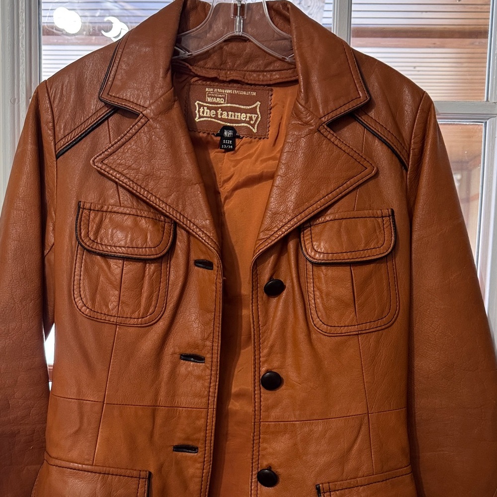 Vintage Brown Womens Leather Jacket with Belt & Removable Faux Fur Vest Small - Picture 13 of 16